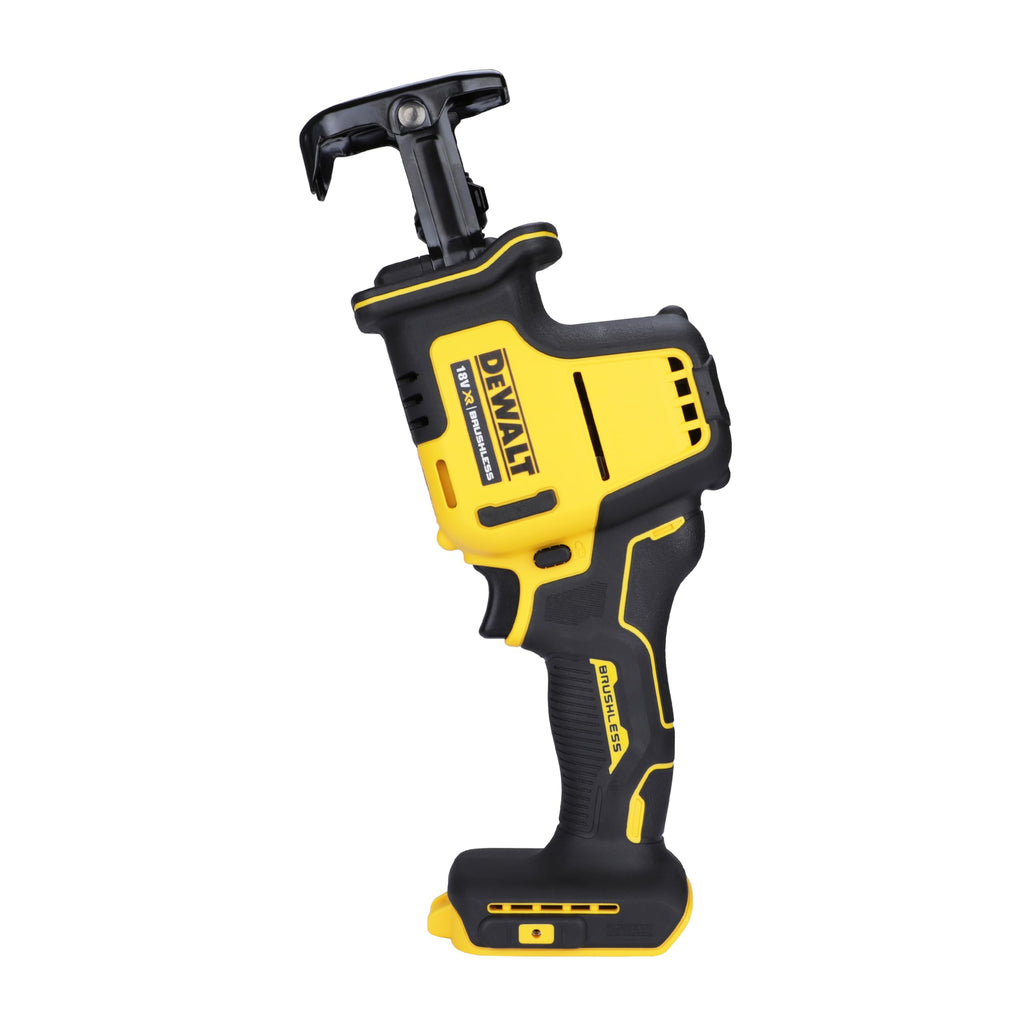 DEWALT 18 Volt Akku-Kompakt-Säbelsäge(bürstenloser Motor, sehr kompakte Abmessungen, werkzeugloser Sägeblattwechsel, schwenkbarer Sägeschuh, Lieferung ohne Akku und Ladegerät), DCS369N-XJ