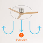 CREATE / WINDCALM M/Deckenventilator ABS Nickel Hellesholzflügel-Optik mit Fernbedienung / 40W, Leise, Ø132cm, Timer von 1 bis 4 Std., DC-Motor, Sommer-Winterbetrieb