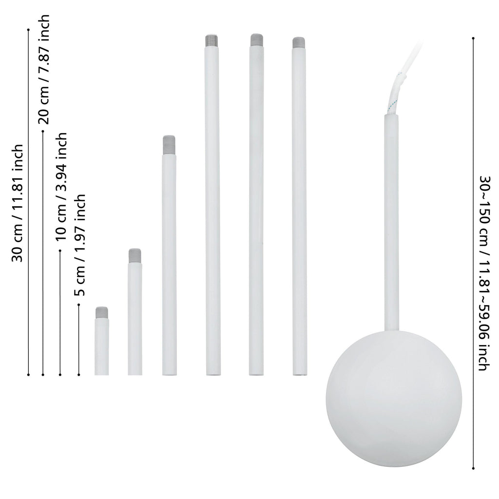 EGLO Kabelkanal Extention, Kabelführung aus Stahl, Farbe: Weiß, Länge: 320 bis 1570 mm