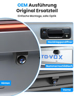 AUTO-VOX Rückfahrkamera:6 Systeme auf Knopfdruck,180° Weitwinkel,Keine Fischaugenoptik,OEM Look für Verdeckten Einbau,1080P HD-Bild,IP69K Wasserdicht Rückfahrkamera für Auto,SUV und Pkw