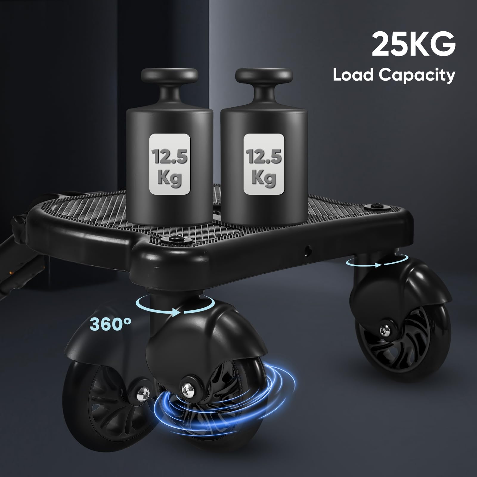 ENERHUB Buggy Board mit Sitz, Buggy Board für alle Kinderwagen, Trittbrett Mitfahrbrett universal, Kiddy Board für Kinder von 2-6 Jahren, Bearing 25KG (Schwarz)