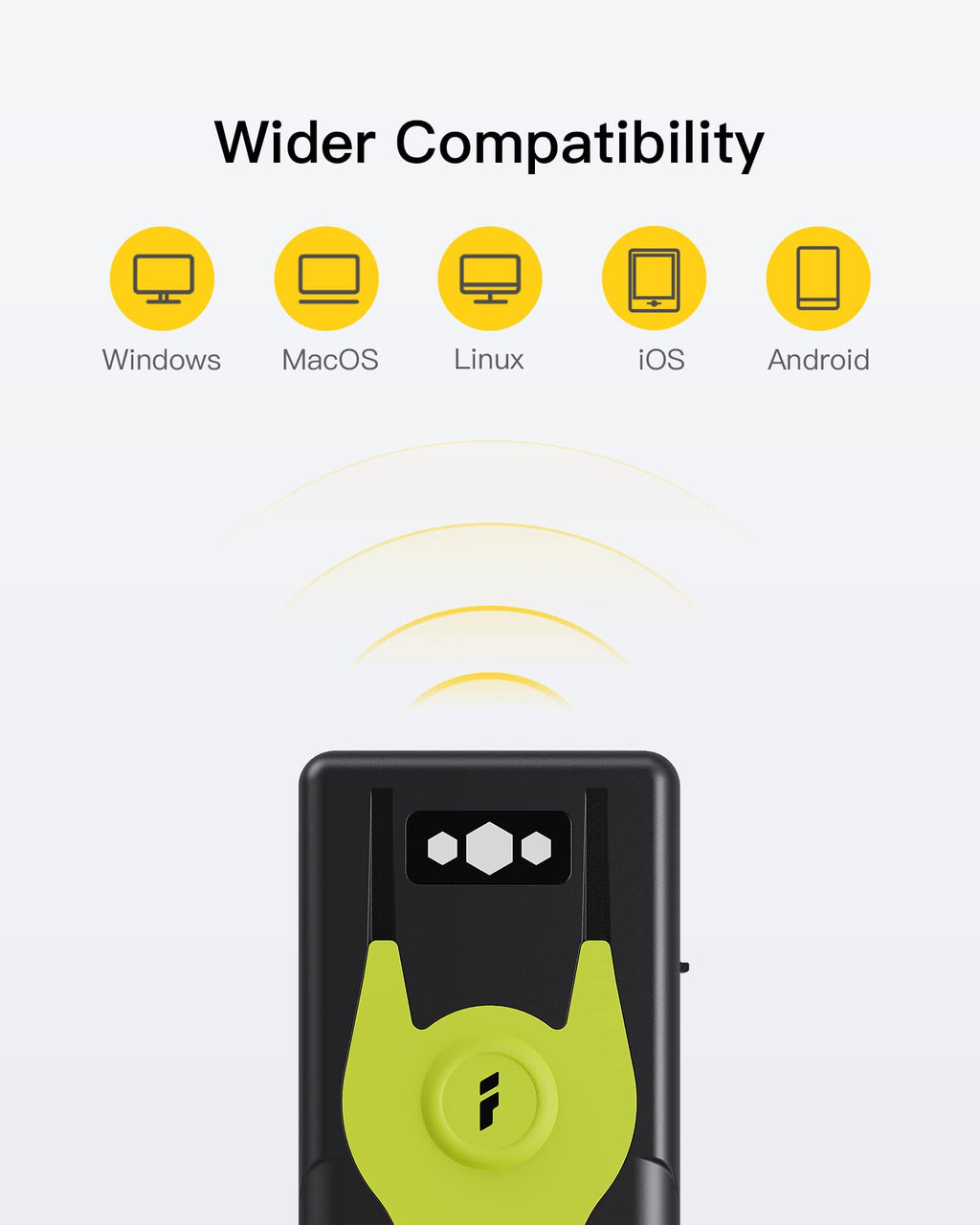 Inateck Barcode Scanner Bluetooth 2D mit 2,4Ghz USB Adapter, liest Barcodes von Bildschirmen, Exklusive Schnelltasten, BCST-42