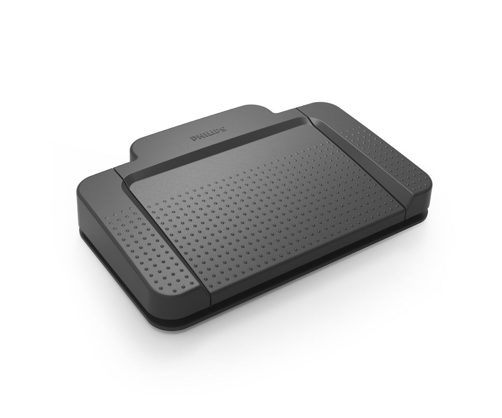 Philips ACC2320 USB-Fußschalter, 3 Pedal-Design Schnellvorlauf, Wiedergabe, Schnellrücklauf, CD mit Treibern und Konfigurationssoftware Anthrazit