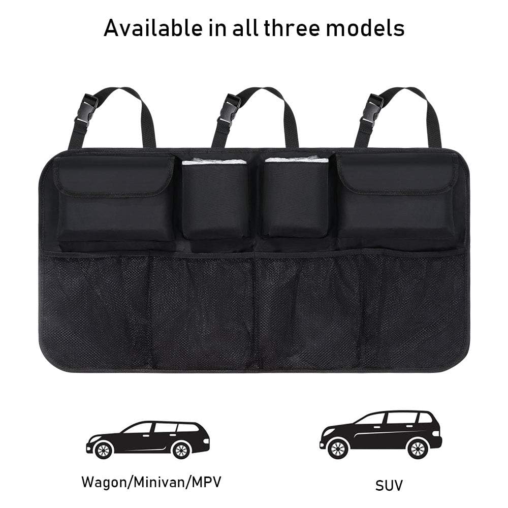 URAQT Kofferraum Organizer Auto, 100x45 cm Auto Aufbewahrungstasche, Kofferraumtasche, Wasserdichten Taschen mit Starkes elastisches, Zauberstabstruktur für SUV, Schwarz