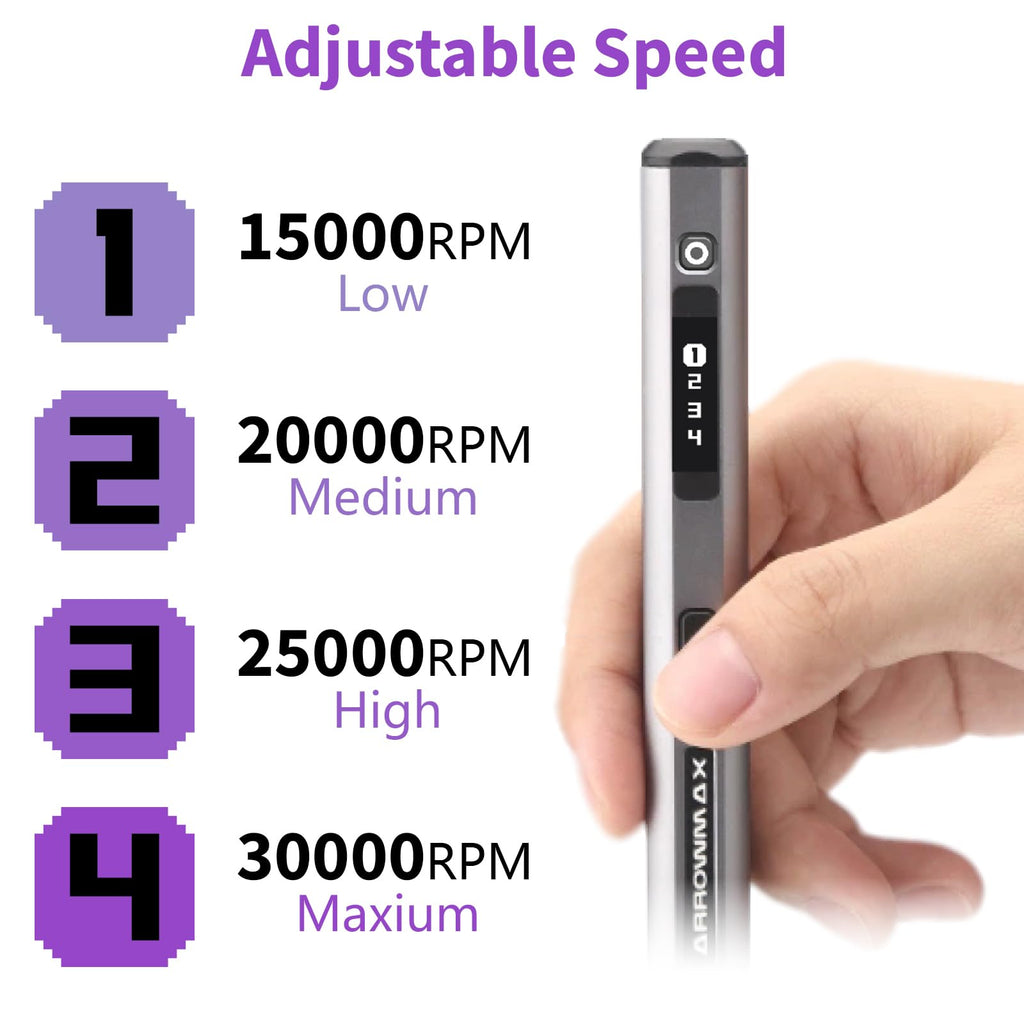 ARROWMAX Mini Gravierstift - Ultimatives kabelloses tragbares Werkzeug für Künstler & Heimwerker - Gravieren Sie 50+ Oberflächen - Anfängerfreundlich - Wiederaufladbar - Kostenlose 30 Bits