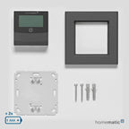 Homematic IP Smart Home Temperatur- und Luftfeuchtigkeitssensor mit Display – innen, anthrazit, steuert Heizkörper/Fußbodenheizung per App, Alexa, Temperaturmessung, Energie sparen, 160551A0
