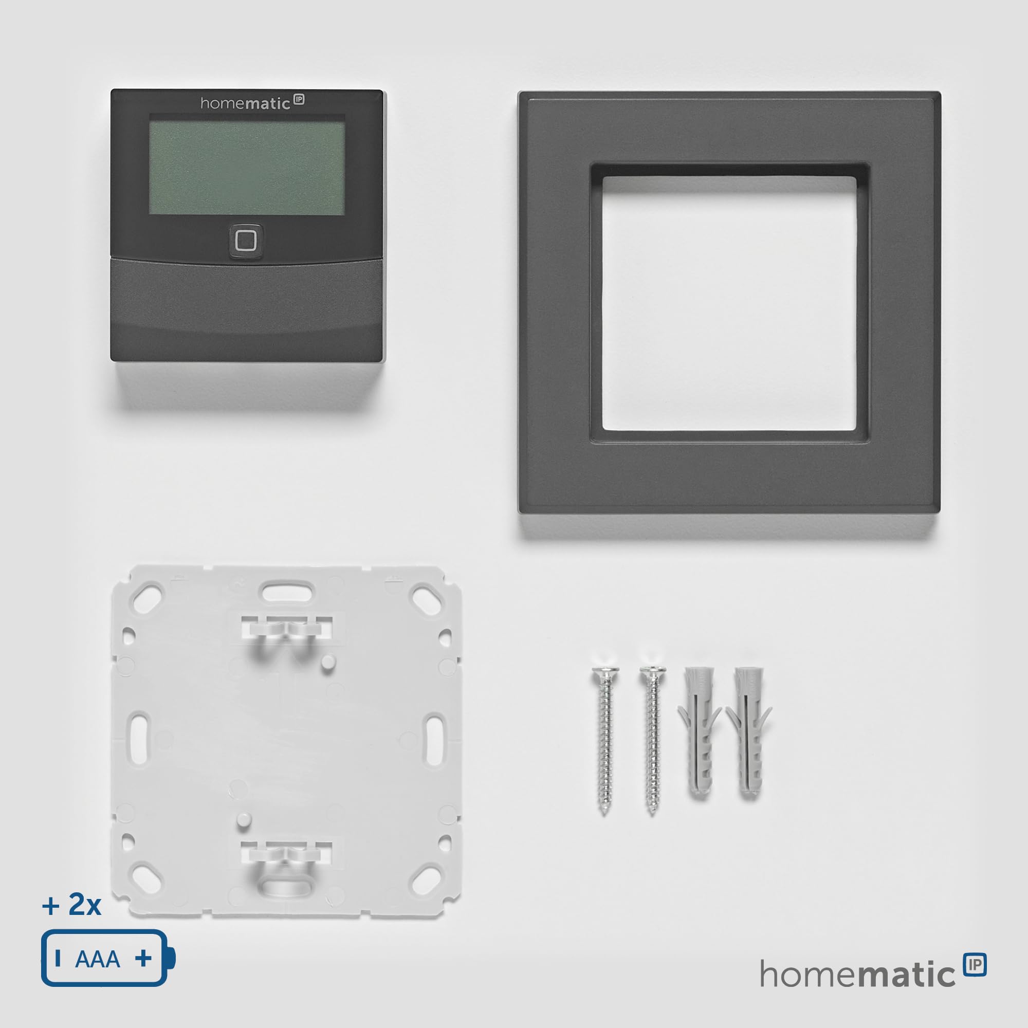 Homematic IP Smart Home Temperatur- und Luftfeuchtigkeitssensor mit Display – innen, anthrazit, steuert Heizkörper/Fußbodenheizung per App, Alexa, Temperaturmessung, Energie sparen, 160551A0
