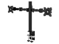 Amazon Basics Monitor-Halterung/Tragarm für 2 Monitore, mit einstellbarer Höhe, Bildschirmneigung und Kabelorganizer, 360-Grad-Drehung,Stahl, Schwarz, 33 bis 76 cm