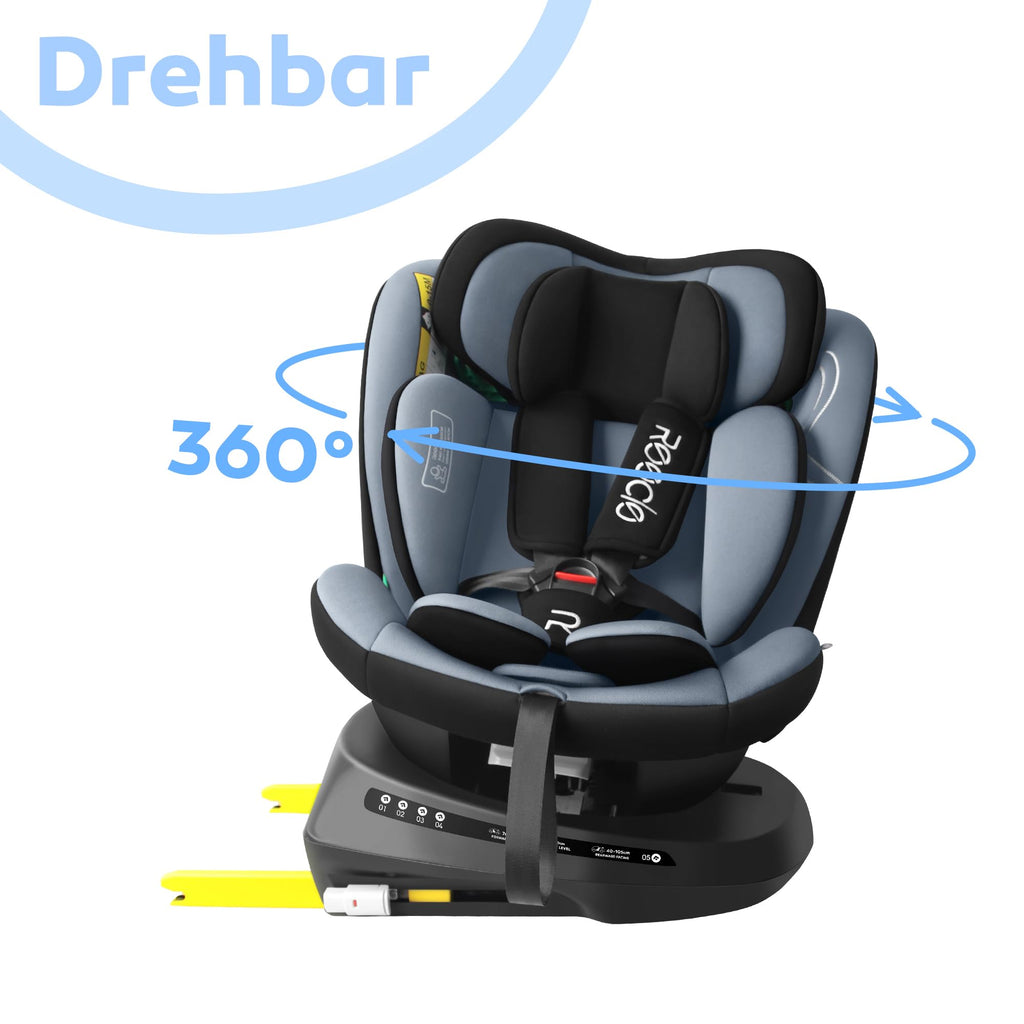 Reecle 360 Drehbar i-Size Kindersitz mit ISOFIX 40-150 cm (0-36 kg) Reboarder, ab Geburt -12 Jahre, ECE R129 (i-Size, Schwarz)