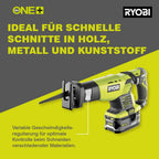 RYOBI 18 V ONE+ Akku-Säbelsäge RRS1801M (Hublänge 22mm, Leerlaufhubzahl 3.100 (min−1), ohne Akku und Ladegerät)