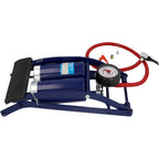 cartrend Einzylinder Fußluftpumpe, für Auto- und Fahrradreifen sowie andere Objekte, inkl. Standard- und Spezialadapter, Manometer bis 7 bar, 0,4 l Volumen je Hub, Schlauchlänge ca. 50 cm