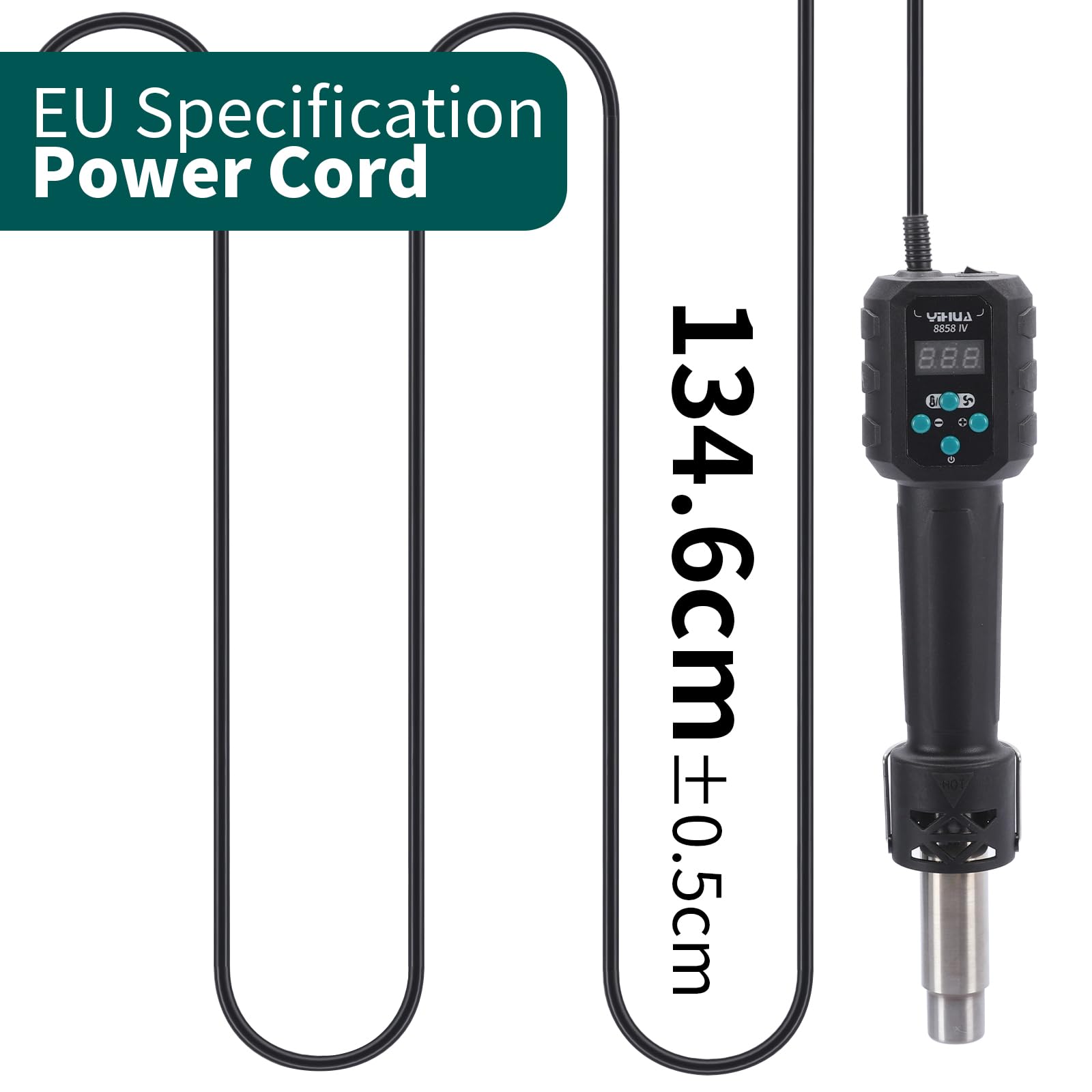 YIHUA 8858-IV Mehrzweck-Heißluftfön für Basteln Elektroniklöten DIY Schrumpfschlauch und -folie Lötbrenner mit Temperatur- und Luftstromregelung 3 Düsen eingebauter Ständer manueller Standby-Modus