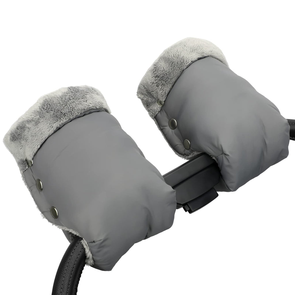 Handwärmer Kinderwagen Handschuhe Handmuff mit warme Fleece und Baumwolle Innenseite Wasserdicht und Winddicht Stroller Handmuff Universalgröße Winter Geschenk für Neue Eltern Grau