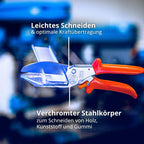 Original LÖWE Leistenschere 3.306 mit 90 Grad Anschlägen für den professionellen Einsatz im Handwerk - Leistenschneider mit langer Klinge für exakten Schnitt an Kunststoff Gummi Holz PVC Leder, metall