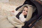 Jollein Fußsack Basic Knit Olive Green - Für Babyschale Kinderautositz Gruppe 0+ und Kinderwagen - Für 3-Punkt- und 5-Punkt-Gurt - Strickmuster und Fleece Futter - Olivgrün