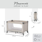 hauck Kinderreisebett Dream N Play ab Geburt bis 15 kg, Klein Zusammenklappbar inkl. Tragetasche und Faltboden, Liegefläche 120 x 60 cm (Beige)