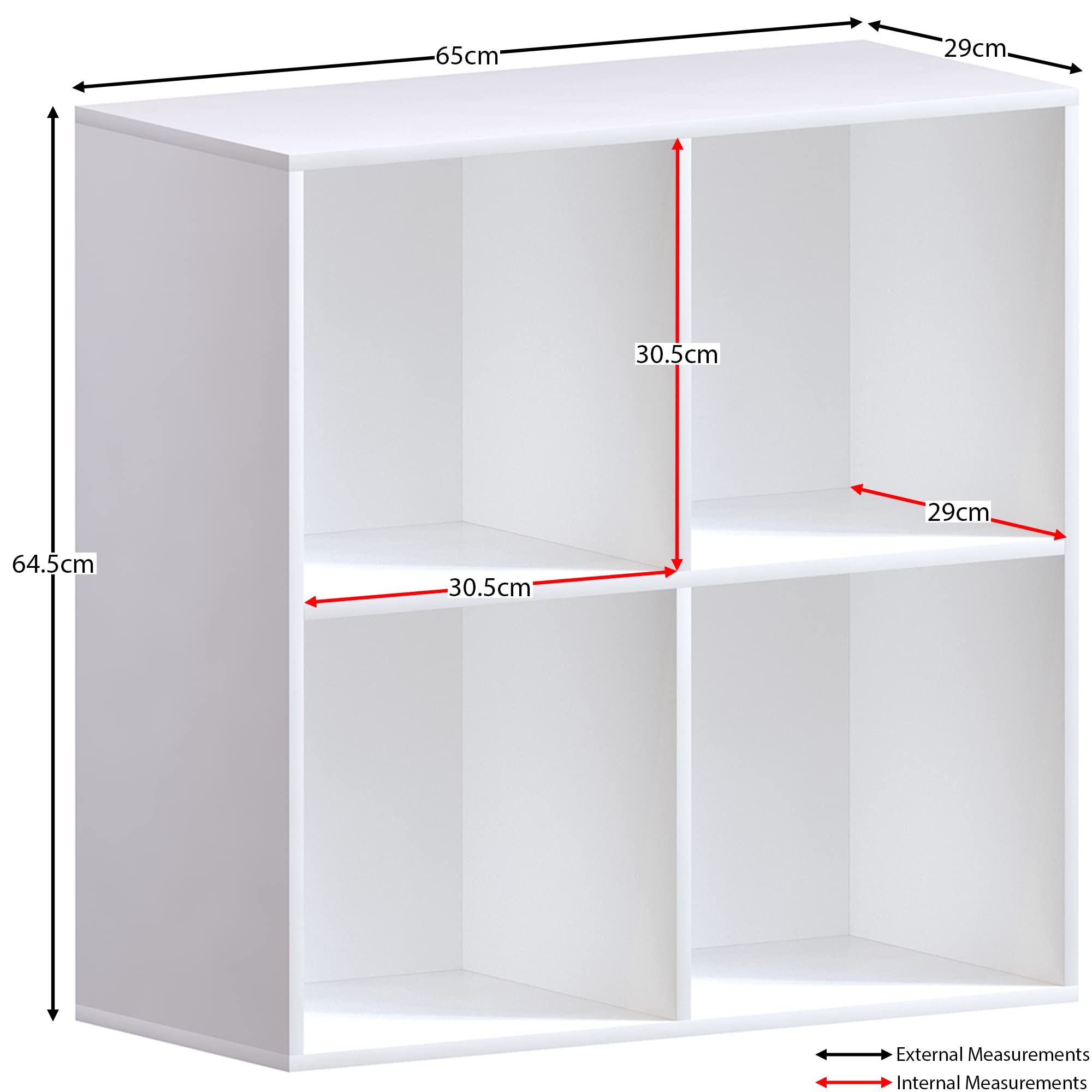 Vida Designs Durham Cube Bücherregal Aufbewahrung Organizer Wohnzimmer Bücherregal Home Office Möbel (4 Würfel, weiß)