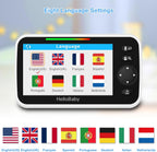 HelloBaby Monitor mit Kamera und Audio, 5-Zoll-Großbildschirm mit 3500-mAh-Akku, Ferngesteuerte Pan-Tilt-Zoom-Kamera, Zwei-Wege-Gespräch, ECO-Modus, automatische Nachtsicht, Reichweite bis zu 293 m