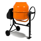 EBERTH 140L Betonmischer Elektrisch Mobil, 550W Motor, Gestell, Trommel und Zahnkranz aus Stahl, feststellbares Handrad, breite Fußplatte, Profi Zementmischer, Trommel schwenkbar, Einfache Bedienung
