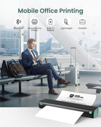 Phomemo M08F Thermodrucker A4 Mobiler Bluetooth Drucker, Tragbarer Wireless Printer für Unterwegs Kompatibel Android iOS, Thermopapier Drucker, Schwarz Grün