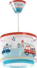 DALBER Kinderleuchte Pendelleuchte POLIZEI Deckenleuchte Kinderzimmer Kinderlampe, Blau, 26.5 x 26.5 x 21 cm