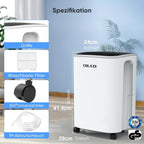 COLAZE Luftentfeuchter, 12L/24h Luftentfeuchter Elektrisch, Geeignet für Raumgrößen bis zu 120m³(30m²), Leiser Entfeuchter mit Digitalanzeige, Raumentfeuchter für Keller Schlafzimmer Bad