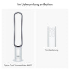 Dyson Coolᵀᴹ Turmventilator AM07 Air Multiplier™ Turmventilator, Leistungsstarker, bladeless Ventilator mit Air Multiplier™ Technologie (Weiß/Silber)