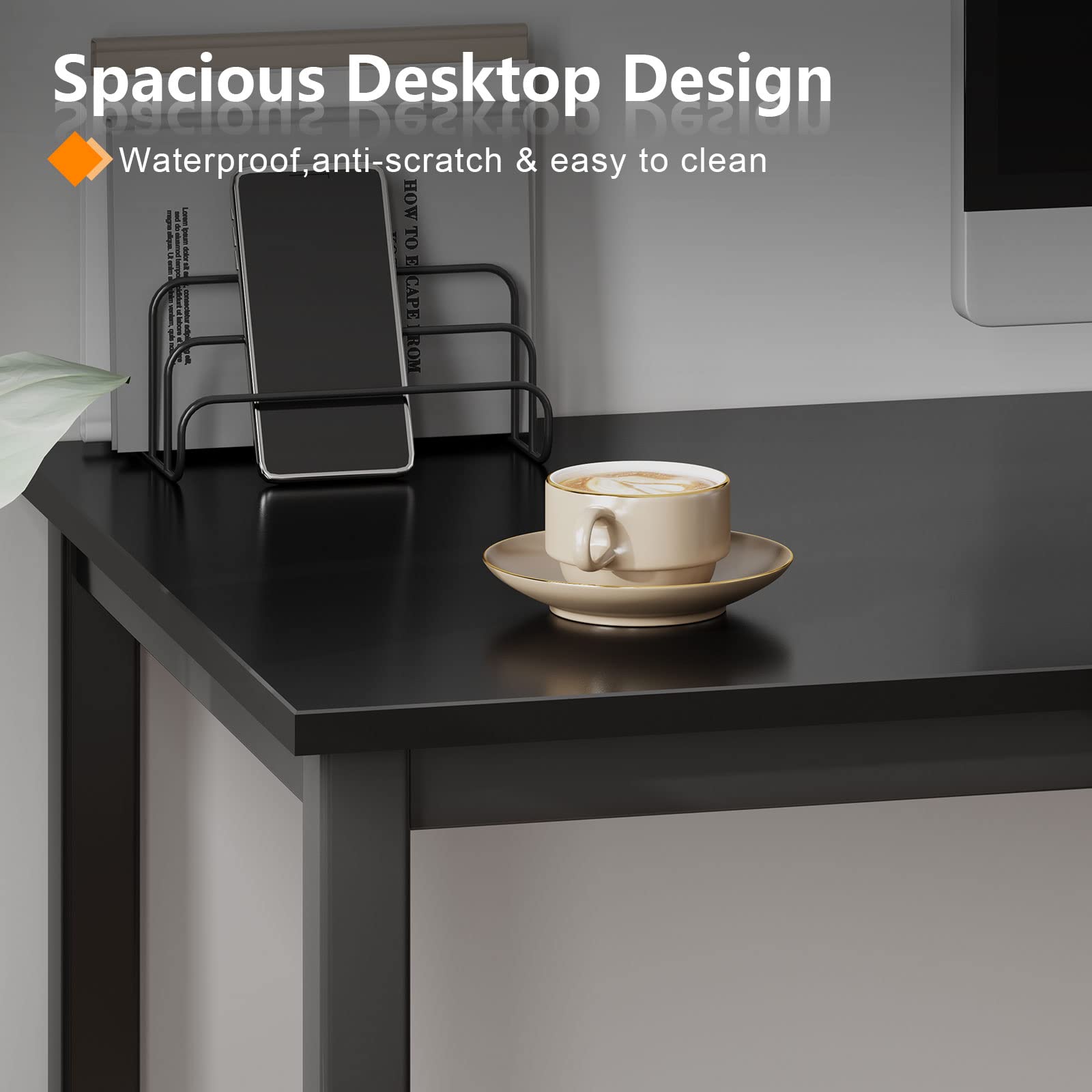 SogesHome PC Schreibtisch Computertisch 100 x 60 x 75 cm Bürotisch Workstation für Home Office Verwenden Schreibtisch, Esstisch Konferenztisch, Schwarz