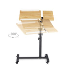 Relaxdays Laptoptisch höhenverstellbar HBT 95 x 60 x 40 cm Notebook Ständer auch für Linkshänder Sofatisch Beistelltisch mit bremsbaren Rollen mit Ablage für Maus mit 2 Stopp-Leisten, Eiche, gelb