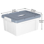 Cetomo 35L*6 Aufbewahrungsboxen, Tragbare Plastikboxen mit Deckeln, Organizer-Behälter mit Griff und Clips, Stapelbar, Ineinander Nestbar, für Zuhause und Büro, Weiß, 35L-6er Pack