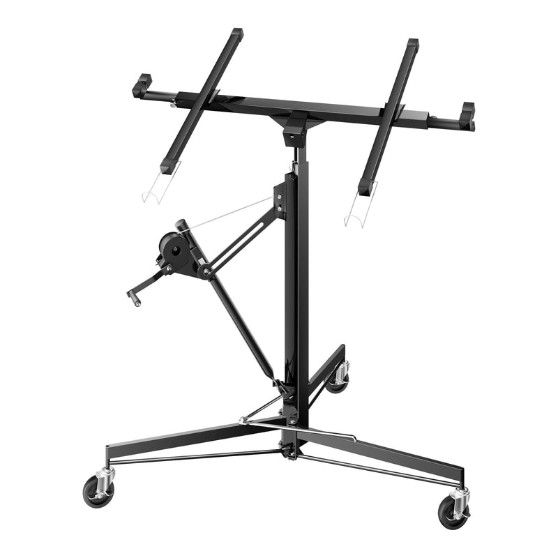 Wiltec XXL Plattenheber bis max. 68 kg, Höhe 140-350 cm, max. Breite 2,90 m, Trockenbau Montagehilfe 1-Mann-Bedienung, 3 Räder mit Feststellbremse, schwarz