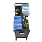VEVOR Bücherwagen, 159 kg Tragkraft, Bibliothekswagen, 970x515x1225 mm, doppelseitiges W-förmiges Bücherregal mit Doppelbremsrollen, Abräumwagen für Wohnzimmer, Büro, Schule, Schwarz