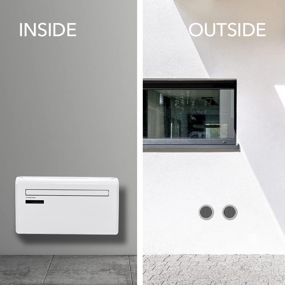 TROTEC PAC-W 2650 SH Wandklimaanlage ohne Außengerät mit Wärmepumpe – 4-in-1 Klimagerät zum Kühlen, Heizen, Entfeuchten & Lüften, 2,6 kW Kühlleistung, Inverter, WLAN, R290, bis 34 m²