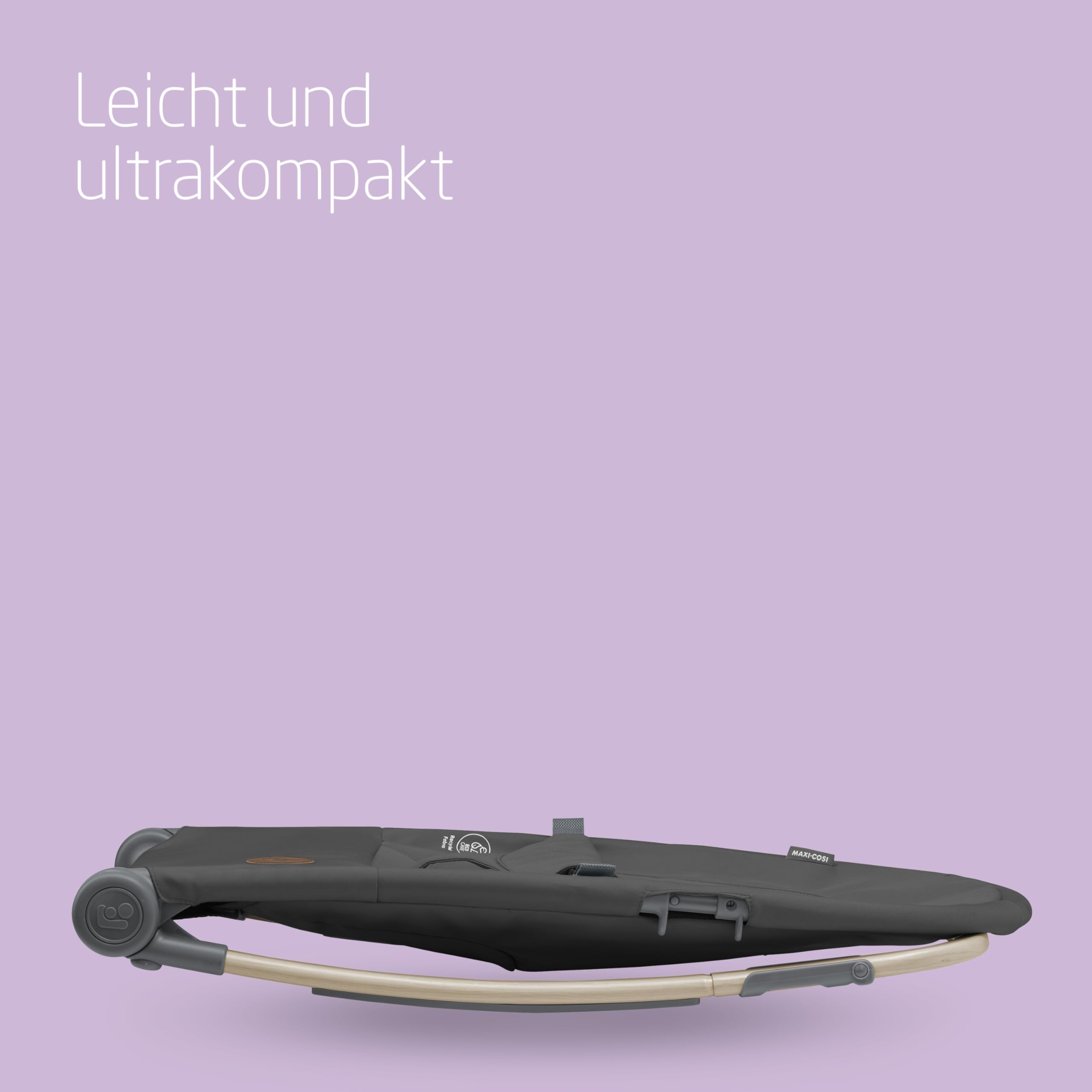 Maxi-Cosi Loa Babywippe, ultrakompakt zusammenklappbare, leichte, 2 Liegepositionen, tragbare, aus 100 % Recyclingmaterialien, 0 bis ca. 2 Jahre, 0–12 kg, Beyond Graphite
