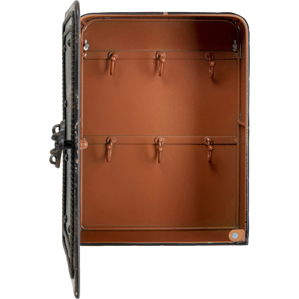 Kare Design Schlüsselkasten Safe, Schwarz, Schrank, Vintage Safe, mit 6 Haken, Stahl, Klein, 31x24x13 cm (H/B/T)