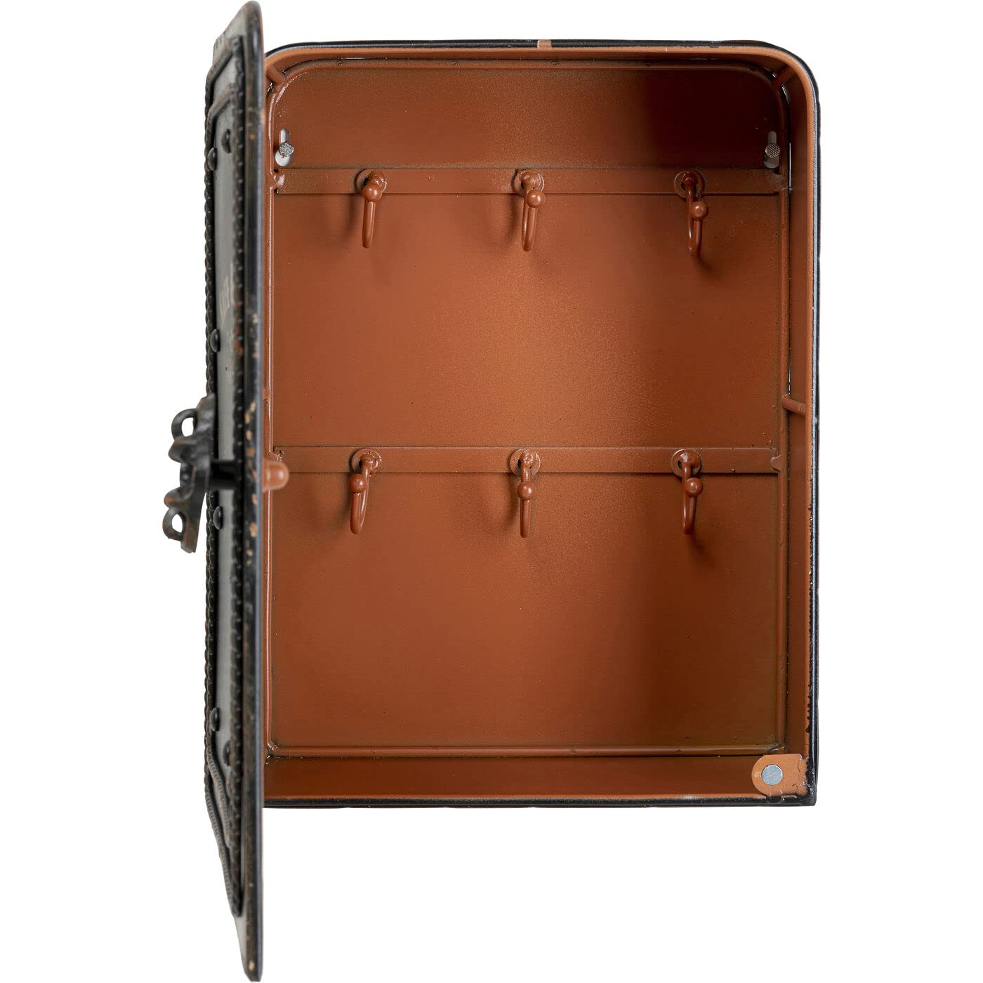 Kare Design Schlüsselkasten Safe, Schwarz, Schrank, Vintage Safe, mit 6 Haken, Stahl, Klein, 31x24x13 cm (H/B/T)