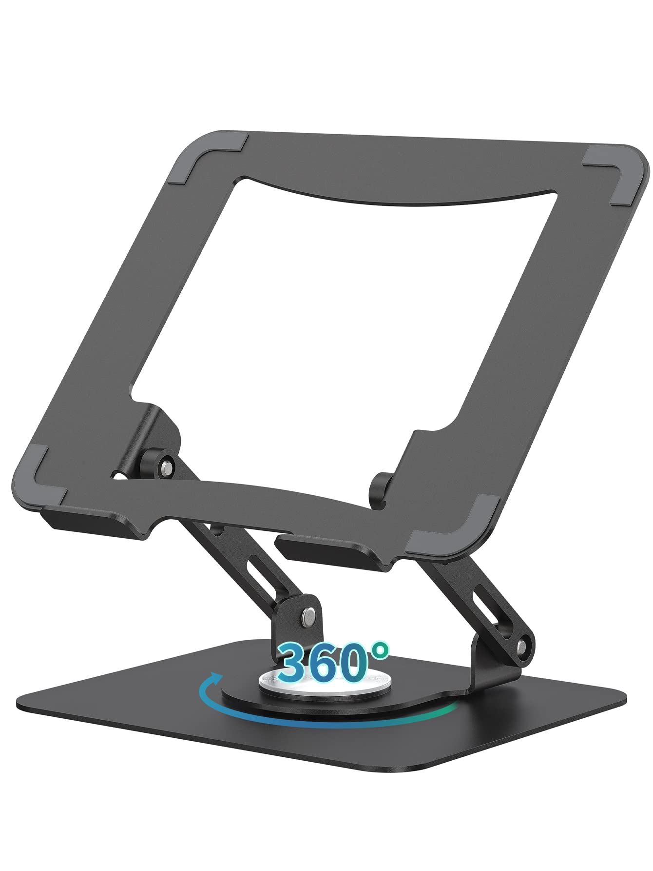 SOUNDANCE Laptopständer mit 360° drehbarer Basis, Ergonomische Computererhöhung für Schreibtisch, Einstellbare Höhe, Faltbare Laptophalterung, Stabile Unterstützung 10-15,6 Zoll Notebook, Schwarz