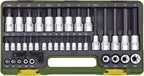PROXXON Spezialsatz für TX- und Innensechskantschrauben, Für 1/4"-Vierkantantrieb und 1/2"-Vierkantantrieb, 42-teiliges Werkzeug-Set mit Kunststoffkoffer, 23290