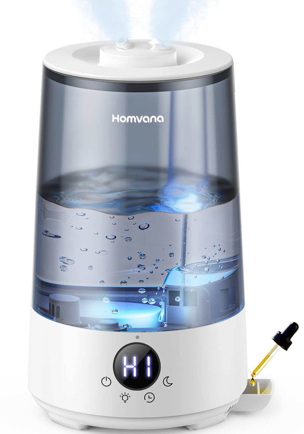 Homvana Luftbefeuchter Schlafzimmer Top-Fill, 3.6L 360°Cool Mist 34H Dauerhaft, Ruhig 16dB (SilentSpary Tech) Klein, Luftbefeuchter Pflanzen, Growtent, Pflanzenbefeuchter, Humidifier Plants (Grau)