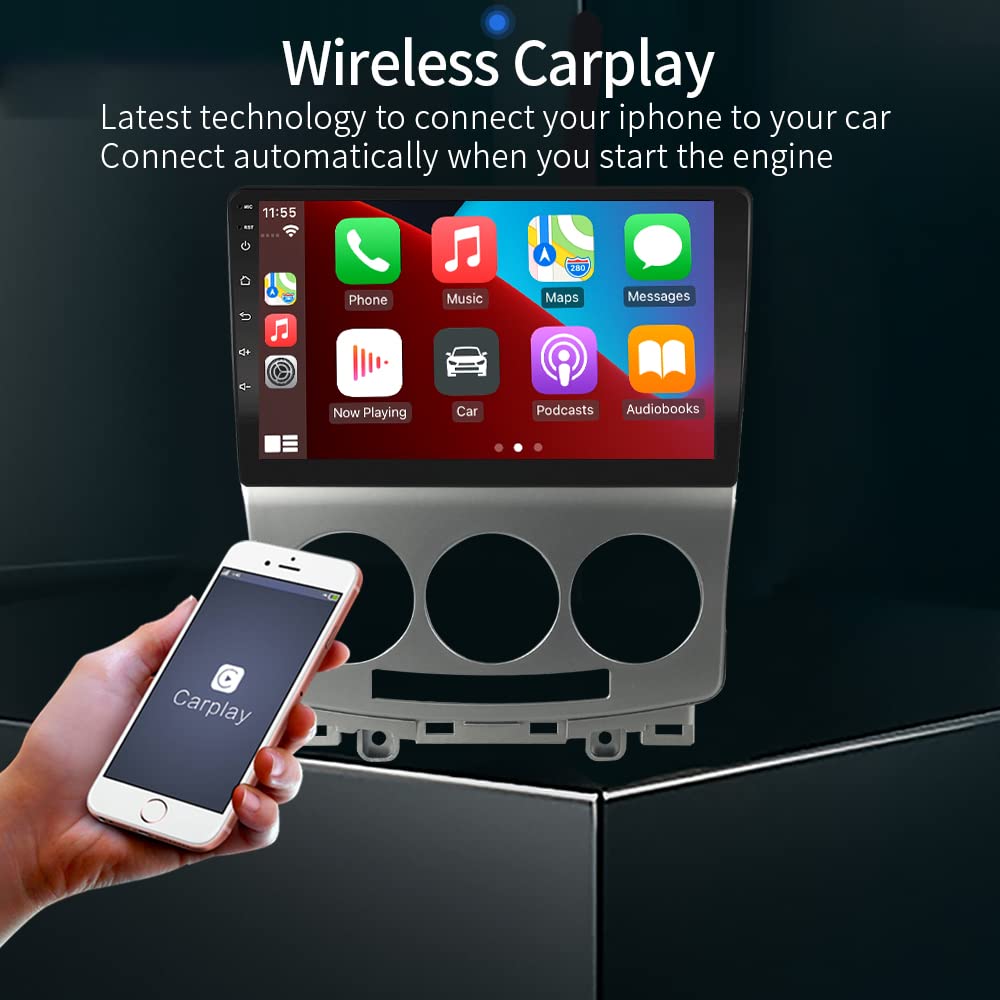 LEXXSON Wireless Carplay Android Auto für Mazda 5 2005-2010 mit 9 Zoll kapazitivem Touchscreen SWC GPS Navigation Bluetooth WiFi USB Player 2G DDR3 auf 32G NAND