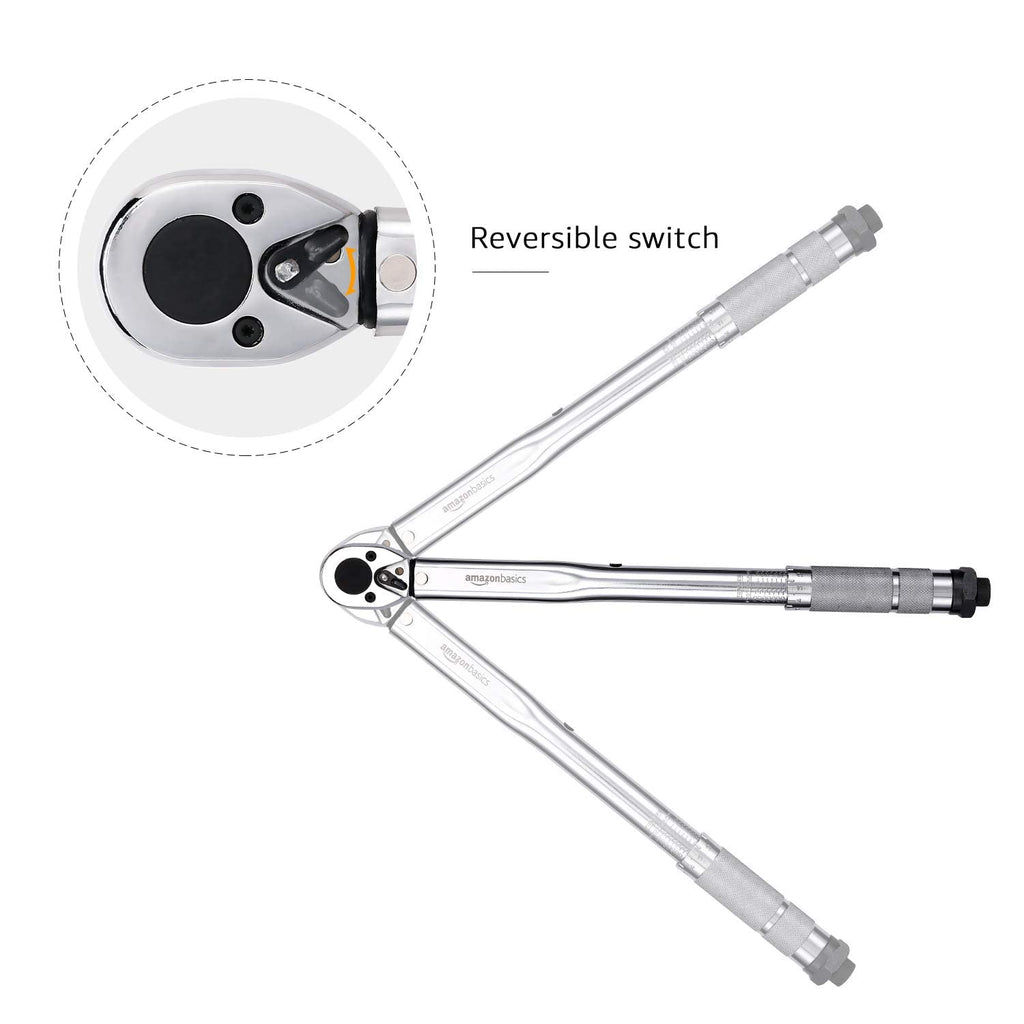 Amazon Basics Einrastender 3/8 Zoll -Drehmomentschlüssel, 15-80 ft.-lb, 20.4-108.5 Nm