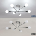 Comely Vintage Deckenlampe Industriell, 6 Flammig E27 Retro Wohnzimmerlampe Modern Chrom, Deckenleuchte Metall Design für Küche Wohnzimmer Schlafzimmer