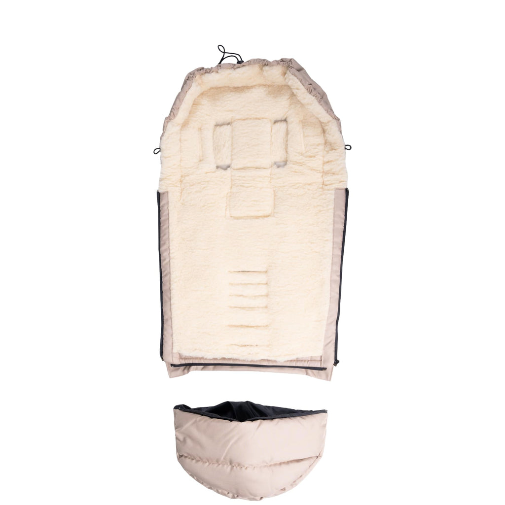 my junior® ThermoWool 3in1 Fußsack 100% Schurwolle, reflektierend, wasserabweisend (Naptime Latte)