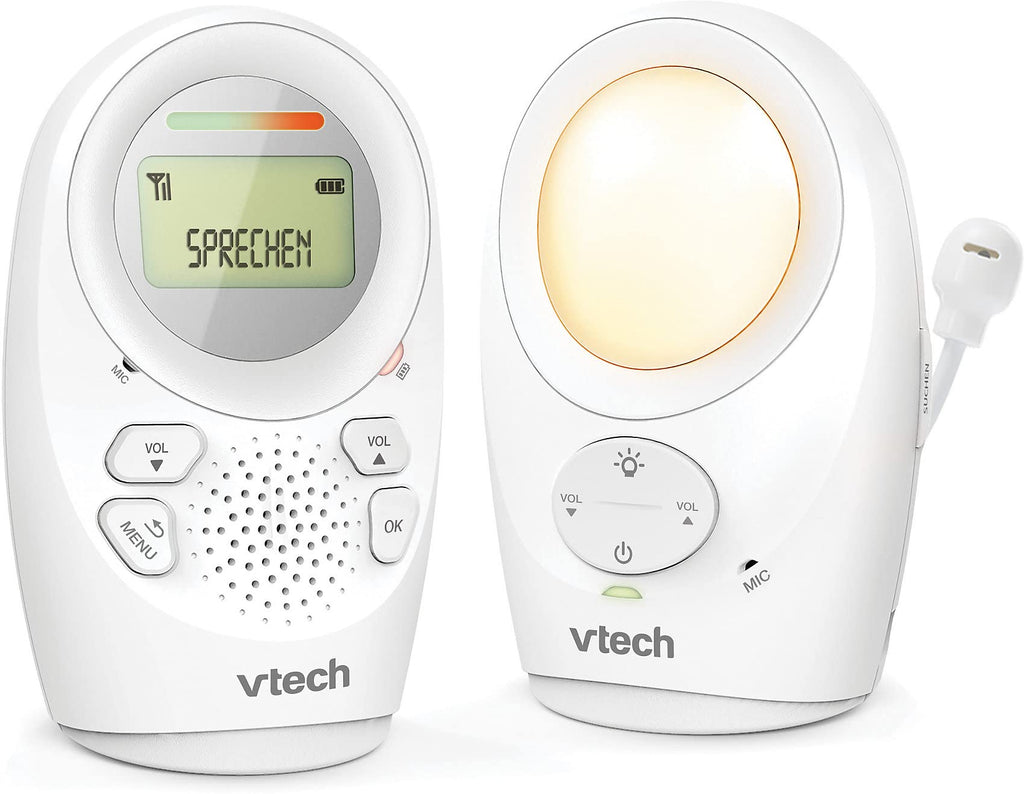 Vtech Digitales Audio-Babyphon DM1211 – Mit DECT-Technologie, Gegensprechfunktion, LCD-Lautstärkeanzeige, Temperatursensor, Nachtlicht u. v. m. – Mit Eltern- und Babyeinheit