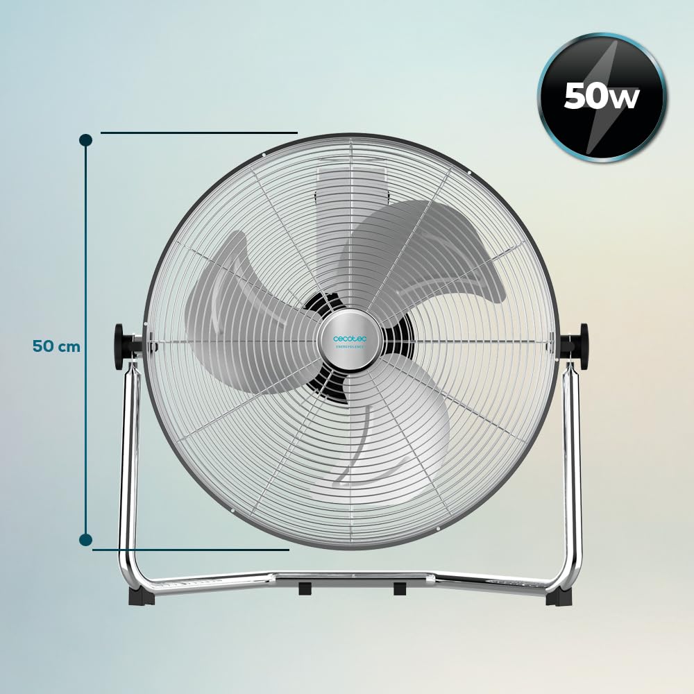 Cecotec Industrie-Ventilator EnergySilence 4300 Pro, 110 W, 3 Metallklingen 18" (45 cm), 3 Geschwindigkeiten, Kupfermotor, Einstellbare Neigung, Verchromte Oberfläche