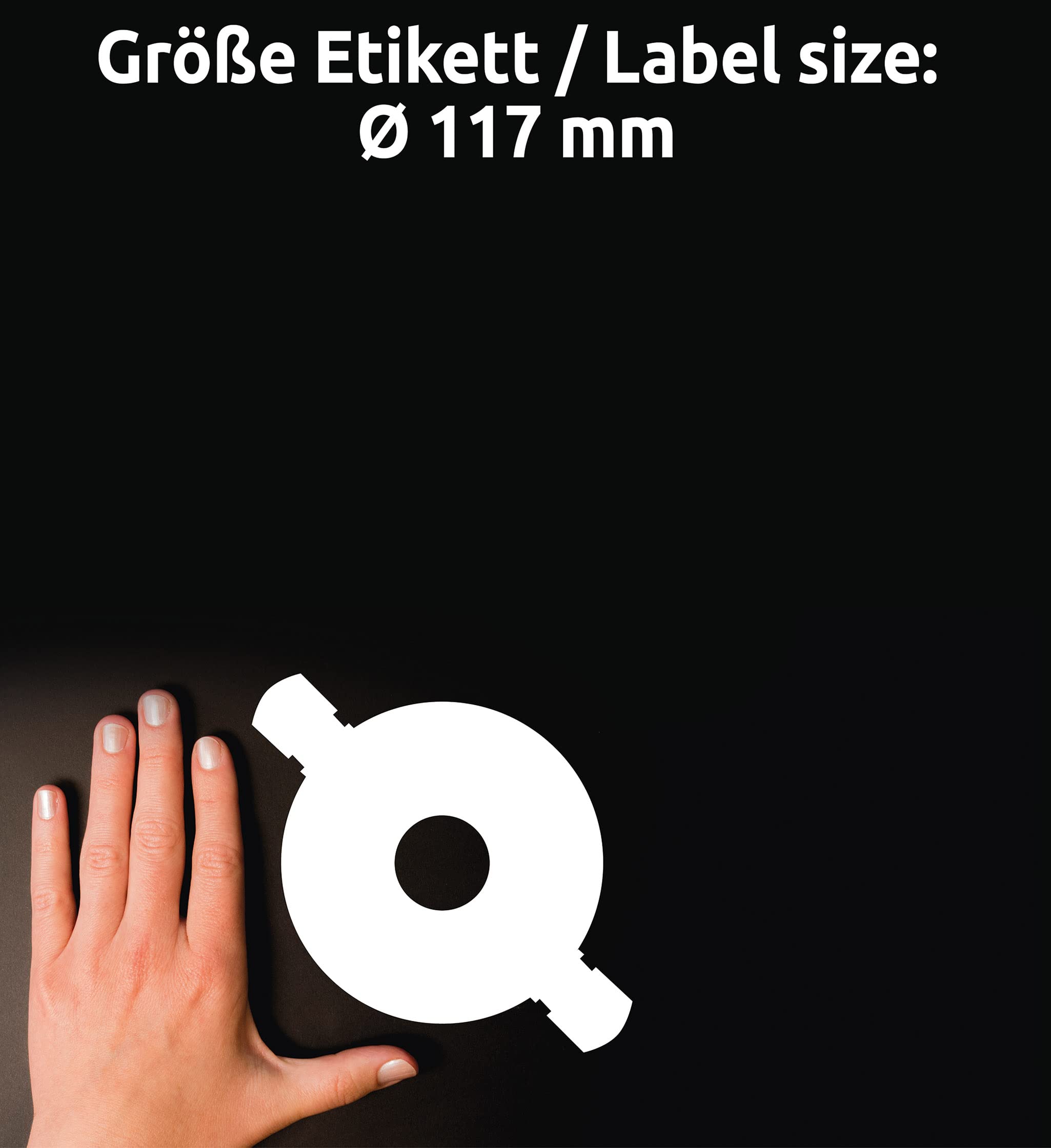AVERY Zweckform C6074-20 selbstklebende CD-Etiketten (40 blickdichte CD-Aufkleber, Ø 117 mm auf A4, ClassicSize, Papier hochglänzend, bedruckbare Klebeetiketten für alle Inkjet-Drucker) 20 Blatt, weiß