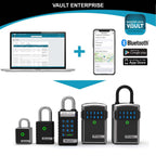 Master Lock Smart Connected Schlüsseltresor zur Wandmontage, Bluetooth oder Kombination, mittel 83 x 127 x 59 mm, Outdoor, für Profis, Schwarz und Grau