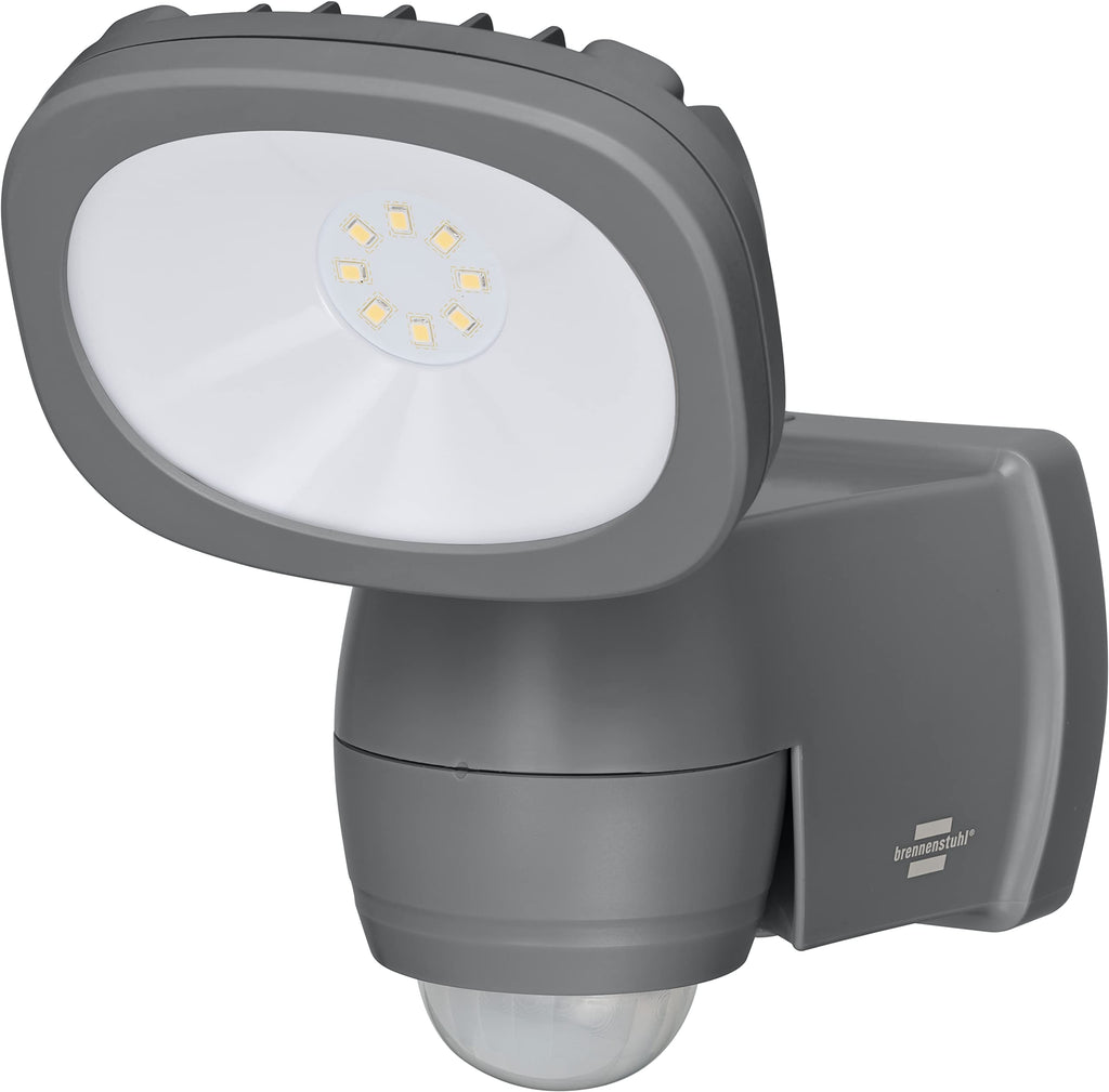 Brennenstuhl Batterie LED Strahler LUFOS/Kabelloser LED Außen-Strahler mit Batterie und Bewegungsmelder (mit 8 Marken LEDs, 440 Lumen, für außen IP44, mit zusätzlicher Funktionseinstellung)