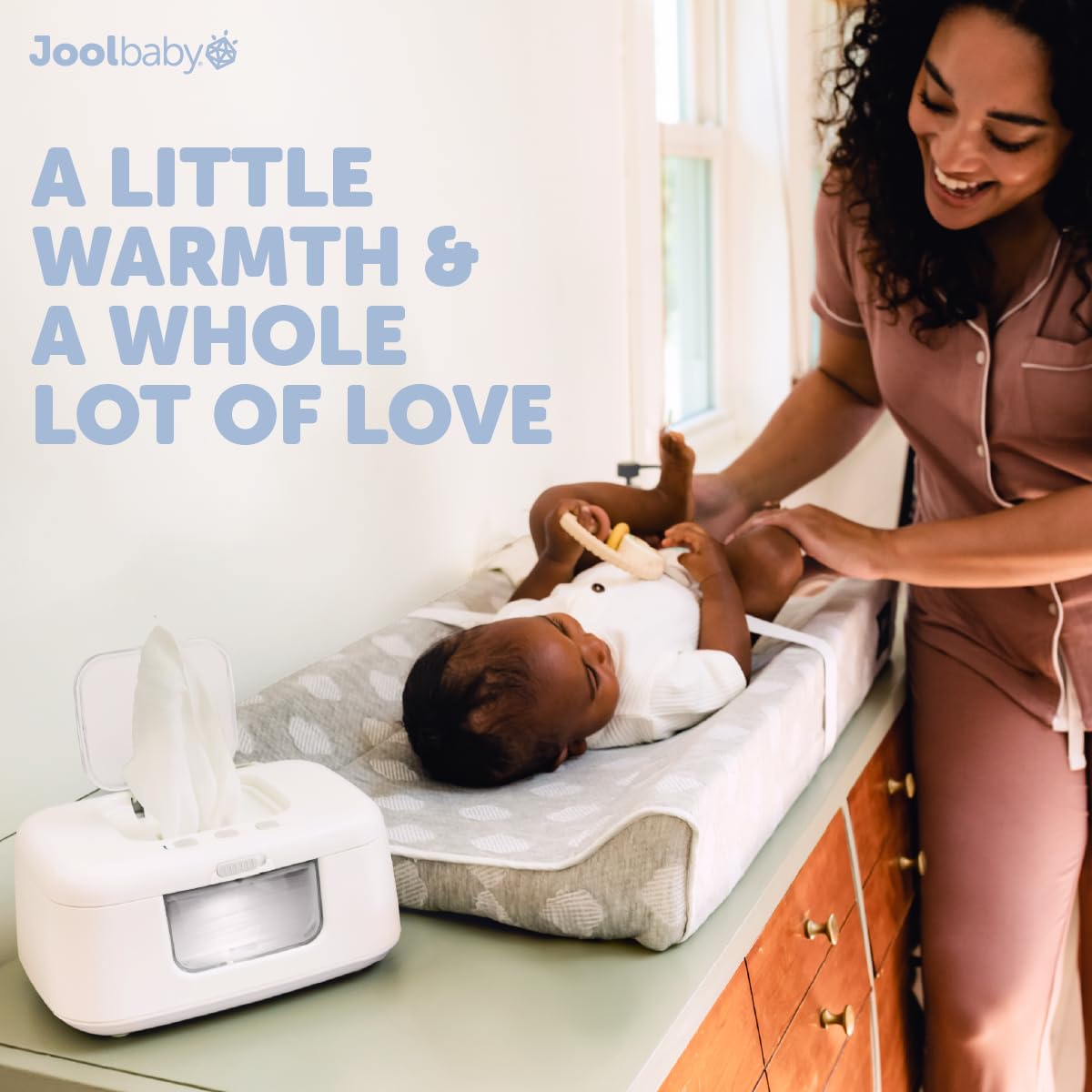 TinyBums Baby-Feuchttuchwärmer & Spender mit LED-Wechsellicht & Ein-/Aus-Schalter (Weiß) - Jool Baby