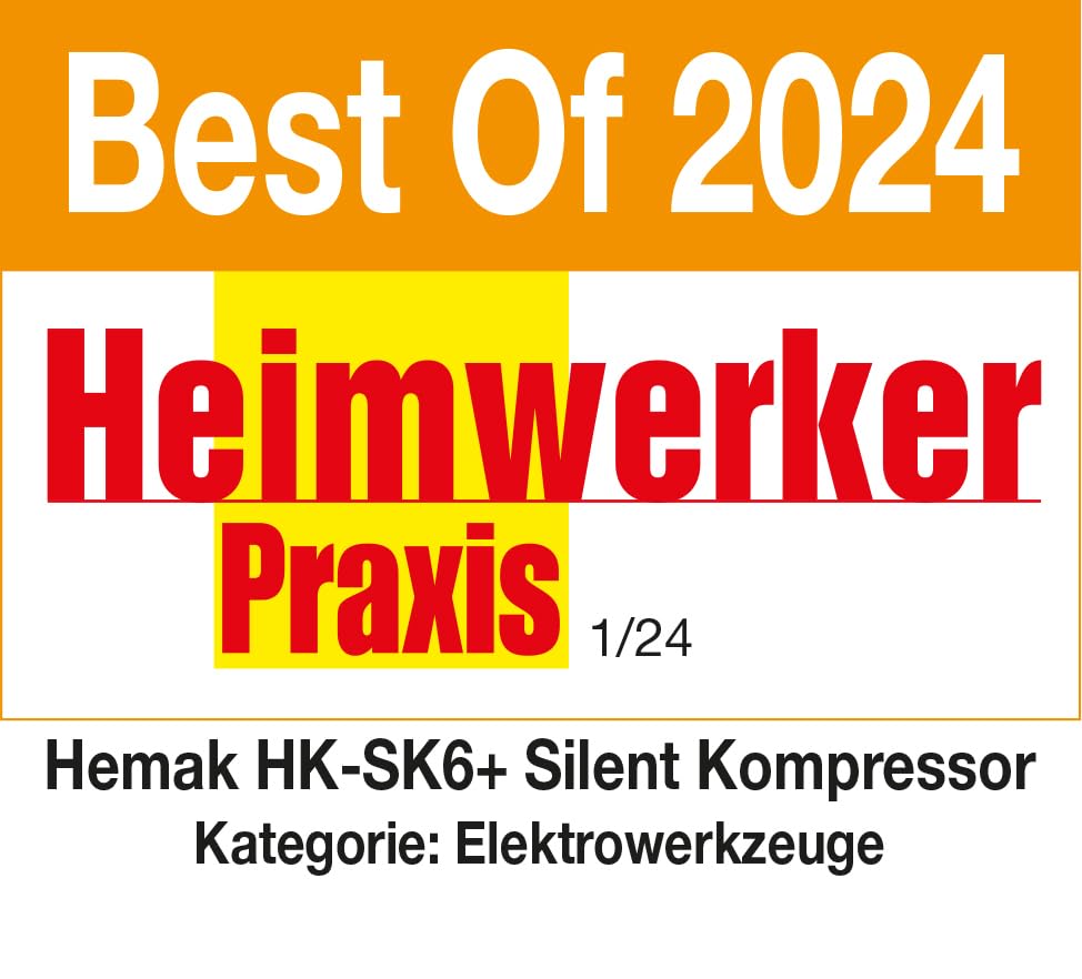 HEMAK HK-SK6+ Silent Kompressor Flüster Druckluftkompressor Silent 8 Bar 6 L 1PS